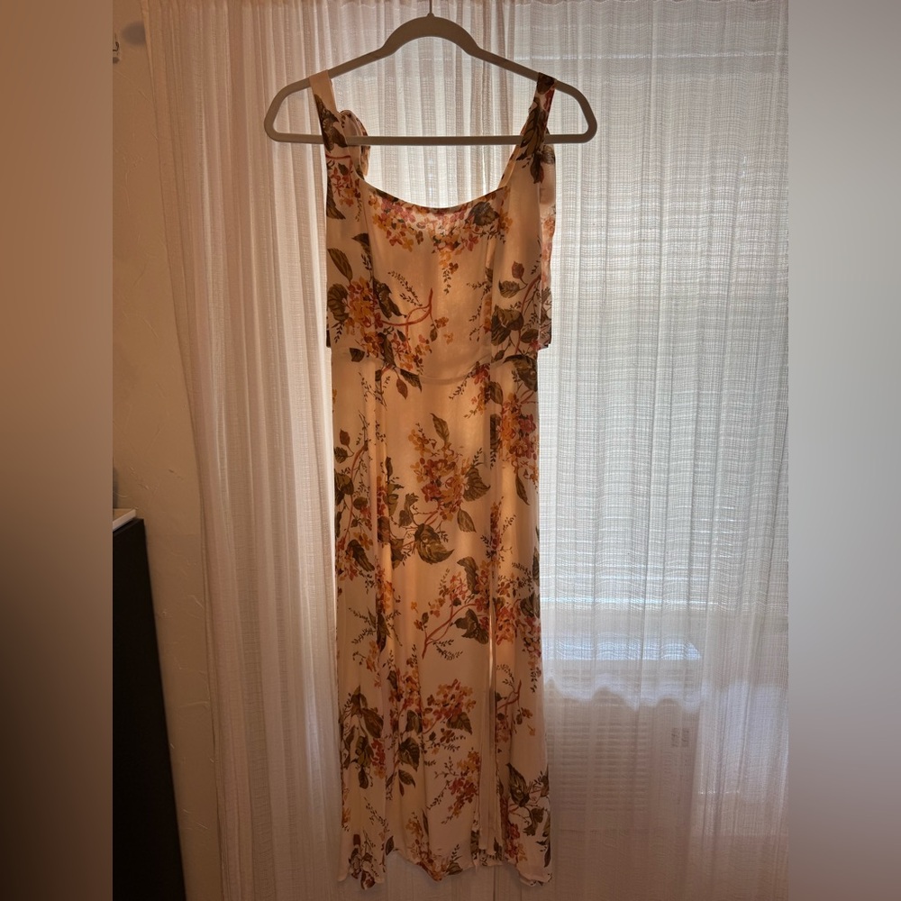 Reformation Nadira Bella Floral Sleeveless Smocked Bow Tie Strap.